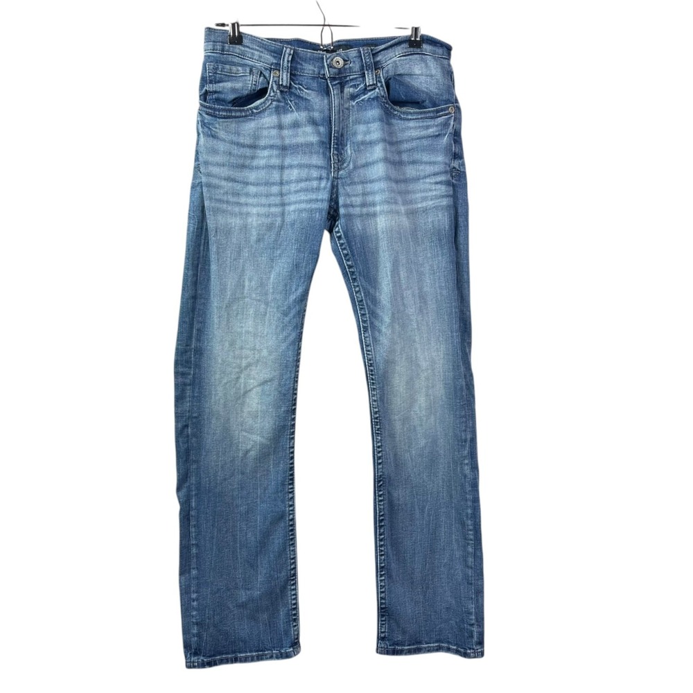 BKE Jake Straight Jeans Mens 32 x 32 Blue Distressed Whiskers